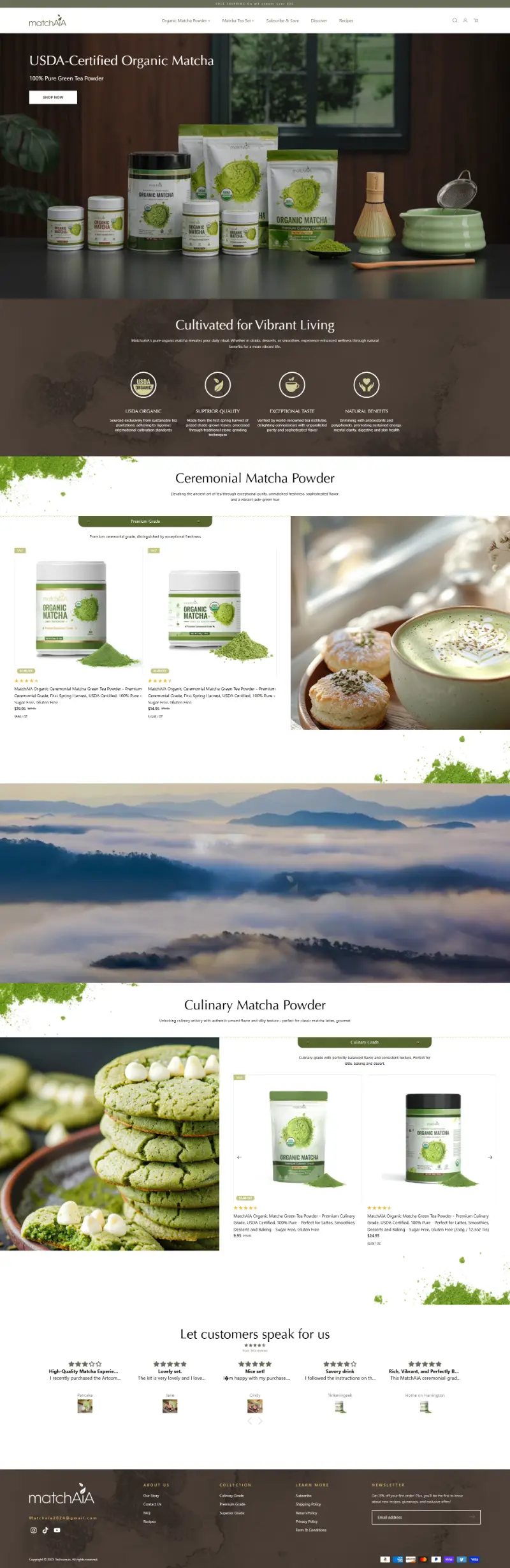 Matchaia Shopify store homepage
