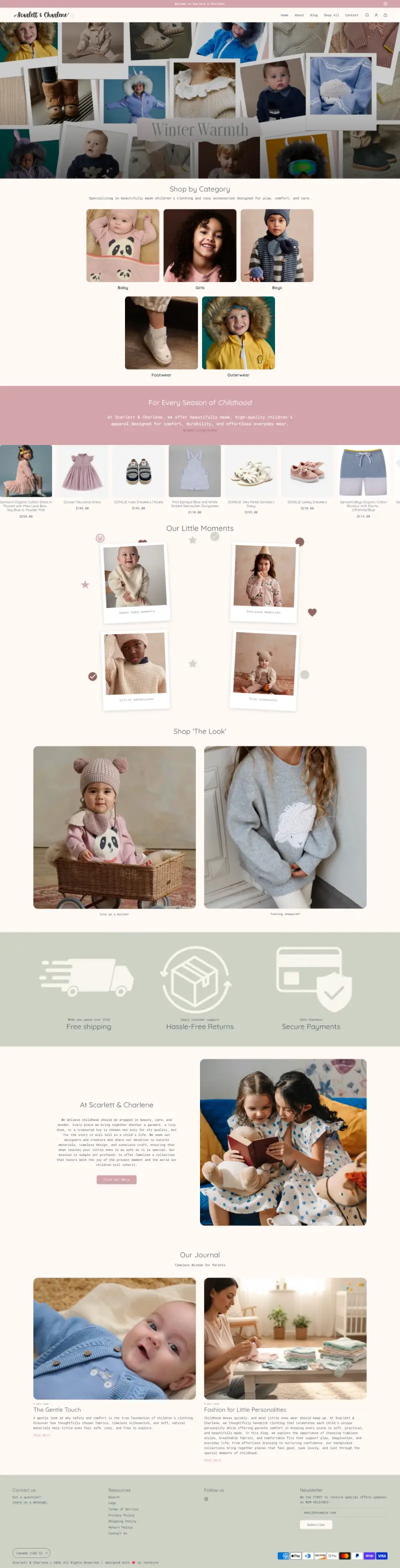Scarlett & Charlene Shopify store homepage